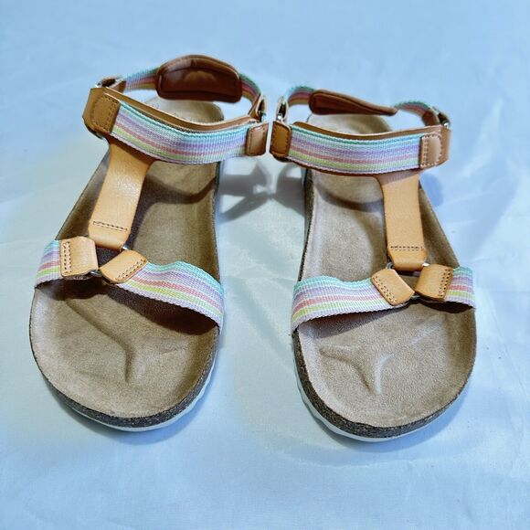 Cat & Jack Youth Girls Tan Val Sandals - Size 5 Multicolor - Picture 3 of 5